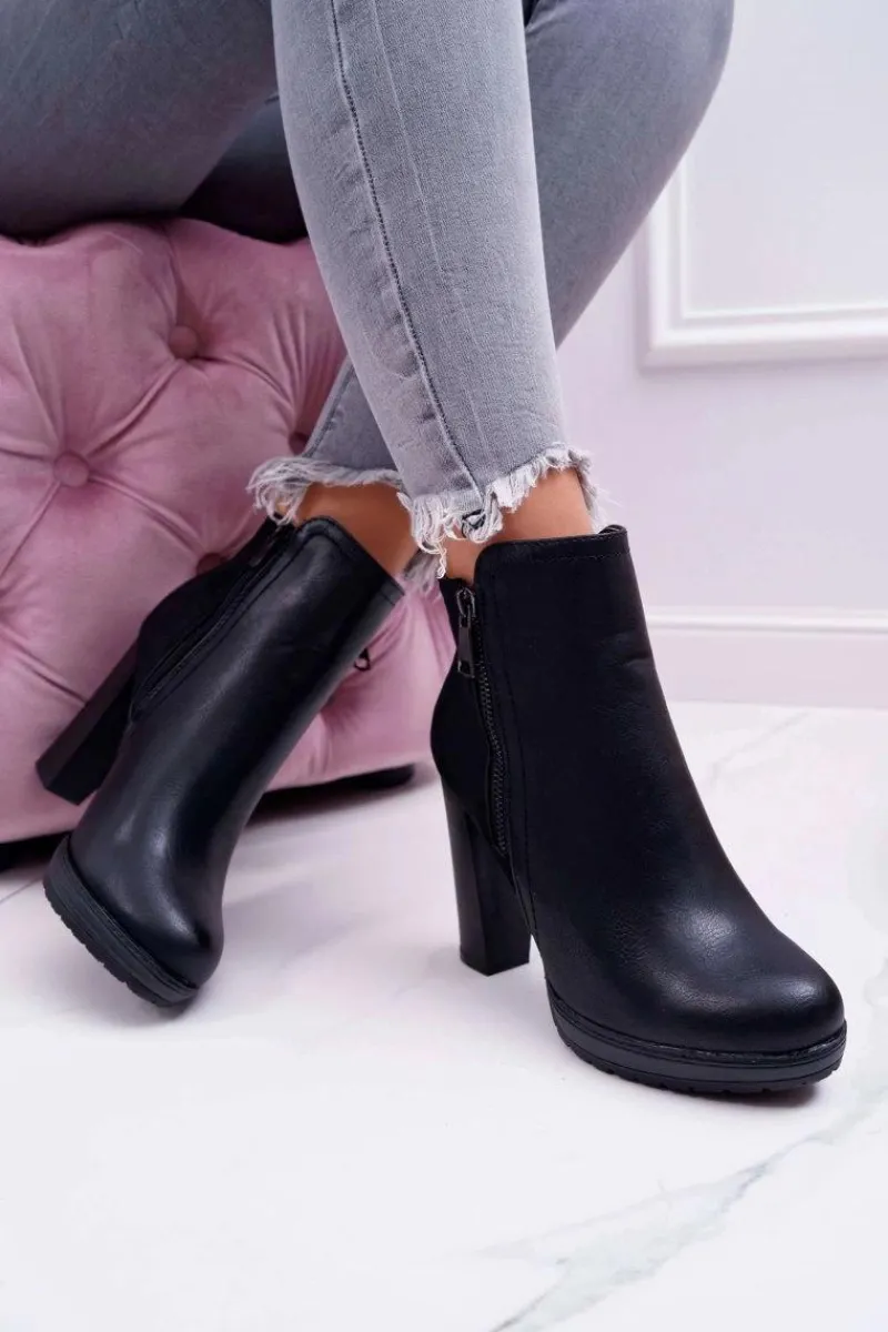 Botki Na Słupku|Botki Zimowe Damskie>Boto Botki Damskie Na Słupku Czarne Malma