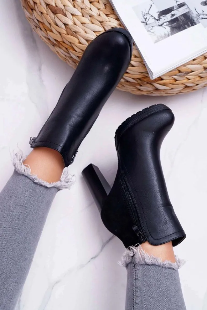 Botki Na Słupku|Botki Zimowe Damskie>Boto Botki Damskie Na Słupku Czarne Malma