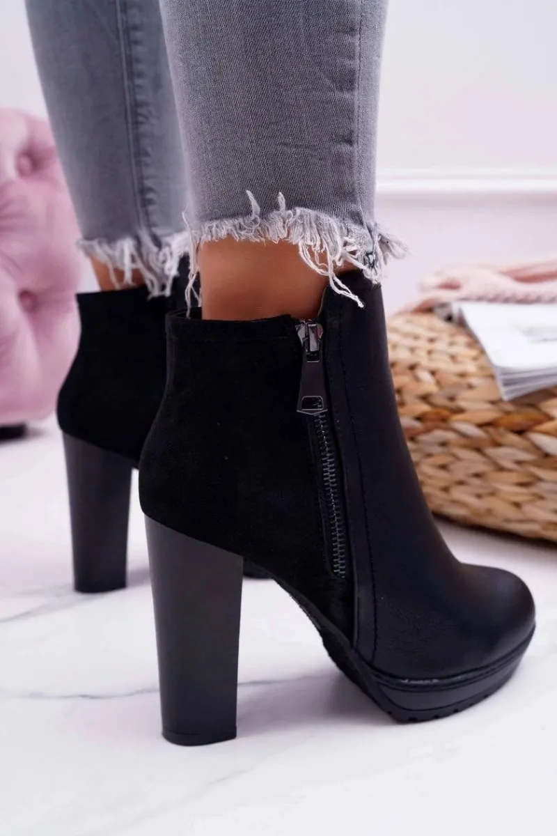 Botki Na Słupku|Botki Zimowe Damskie>Boto Botki Damskie Na Słupku Czarne Malma