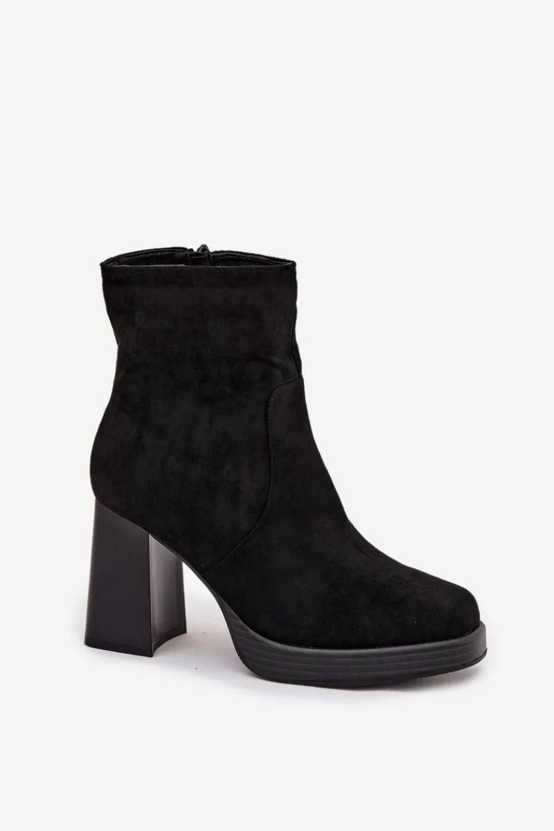 Botki Na Słupku|Botki Na Obcasie>Boto Botki Damskie Na Słupku Czarne Pavinne