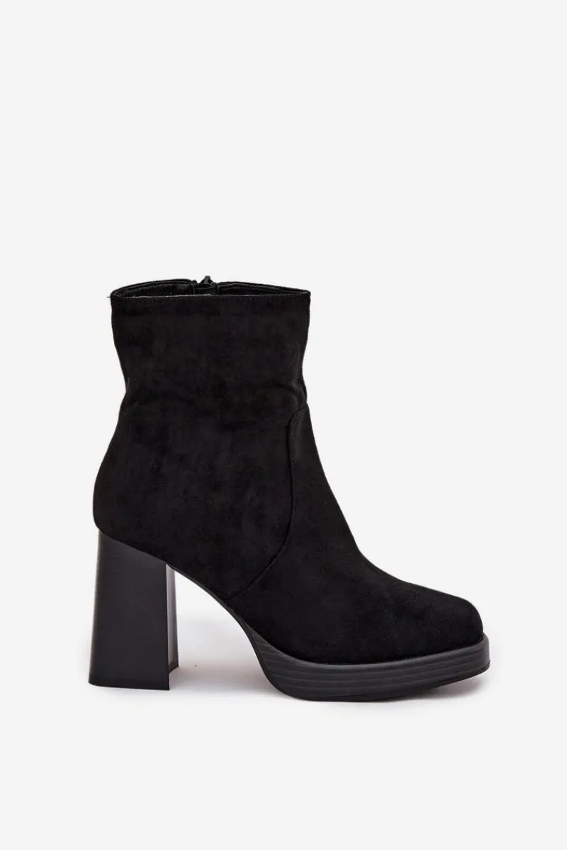 Botki Na Słupku|Botki Na Obcasie>Boto Botki Damskie Na Słupku Czarne Pavinne
