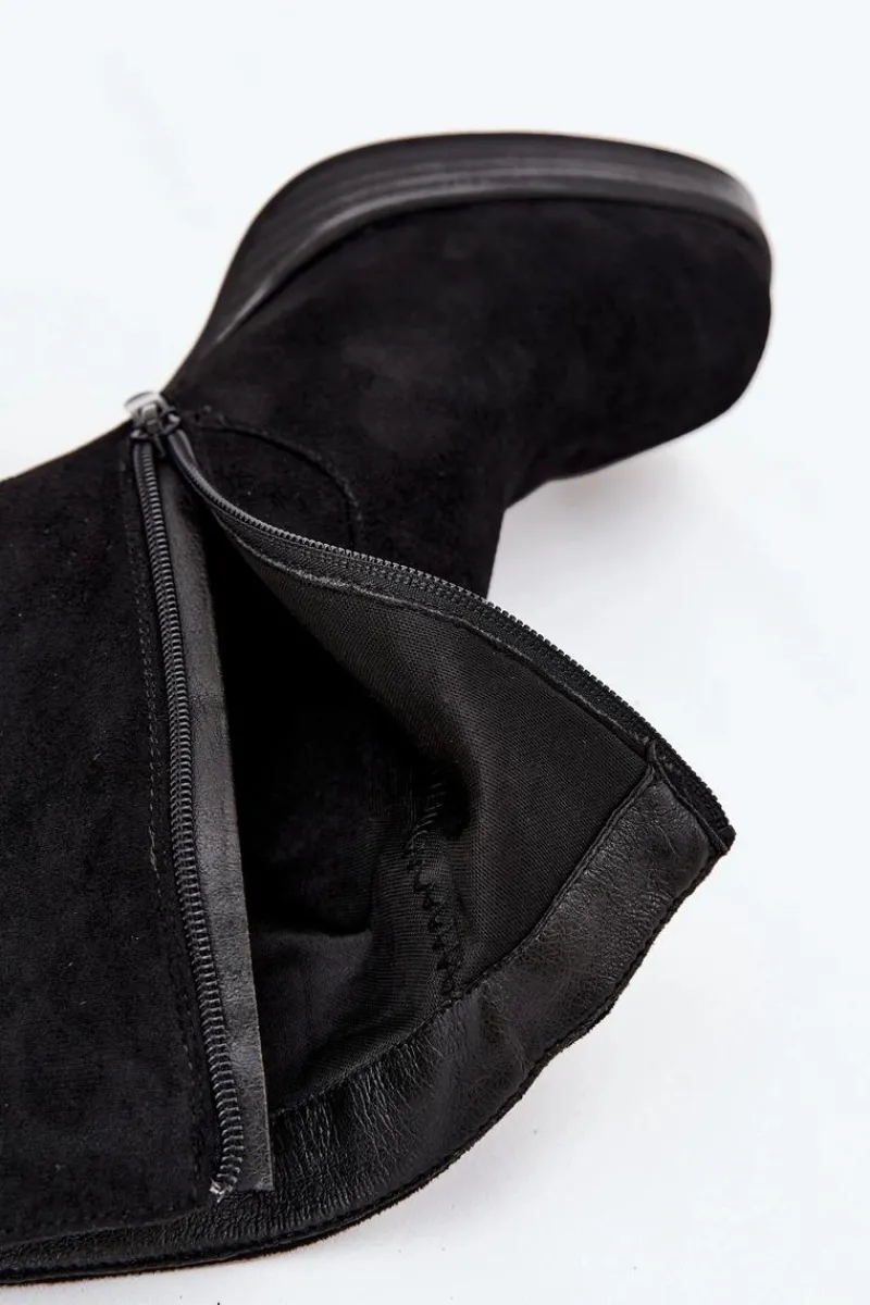 Botki Na Słupku|Botki Na Obcasie>Boto Botki Damskie Na Słupku Czarne Pavinne