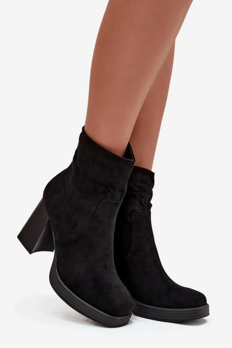 Botki Na Słupku|Botki Na Obcasie>Boto Botki Damskie Na Słupku Czarne Pavinne