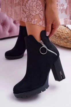 Boto Botki Damskie Na Słupku Czarne DubiDa