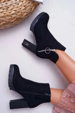 Boto Botki Damskie Na Słupku Czarne DubiDa