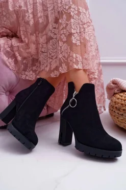 Boto Botki Damskie Na Słupku Czarne DubiDa