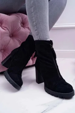 Discount Boto Botki Damskie Na Słupku Czarne Frann