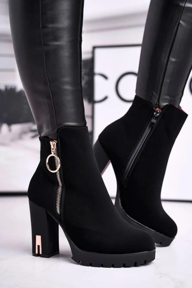 Boto Botki Damskie Na Słupku Czarne Yris