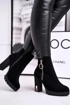 Boto Botki Damskie Na Słupku Czarne Yris