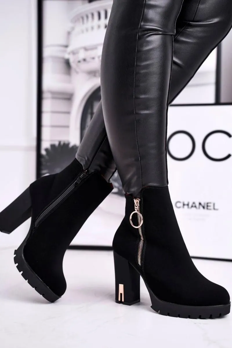 Boto Botki Damskie Na Słupku Czarne Yris