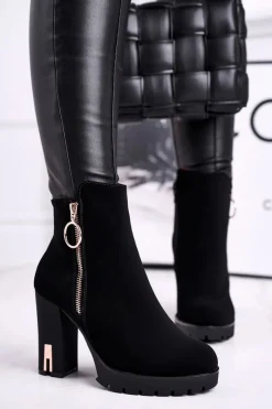 Boto Botki Damskie Na Słupku Czarne Yris
