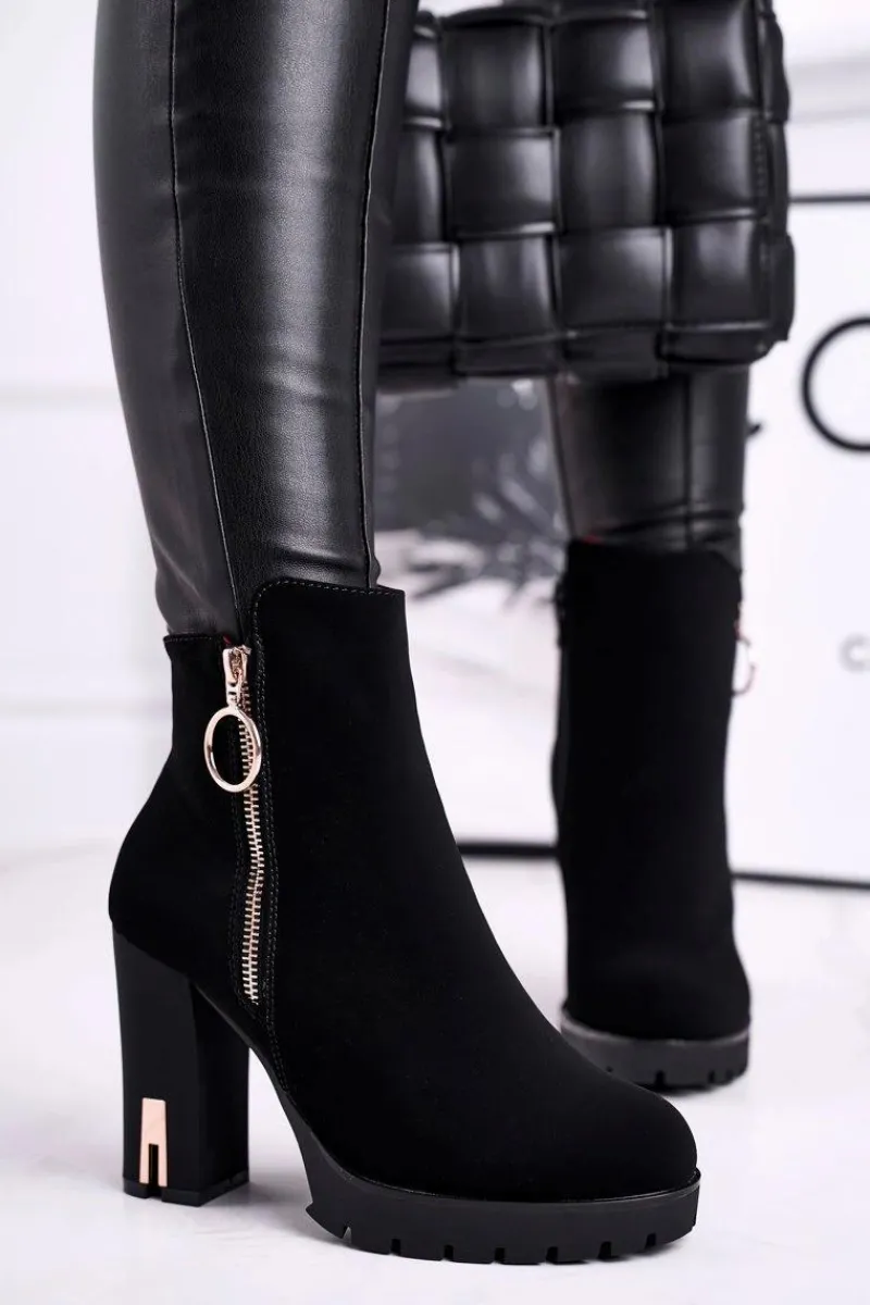 Boto Botki Damskie Na Słupku Czarne Yris