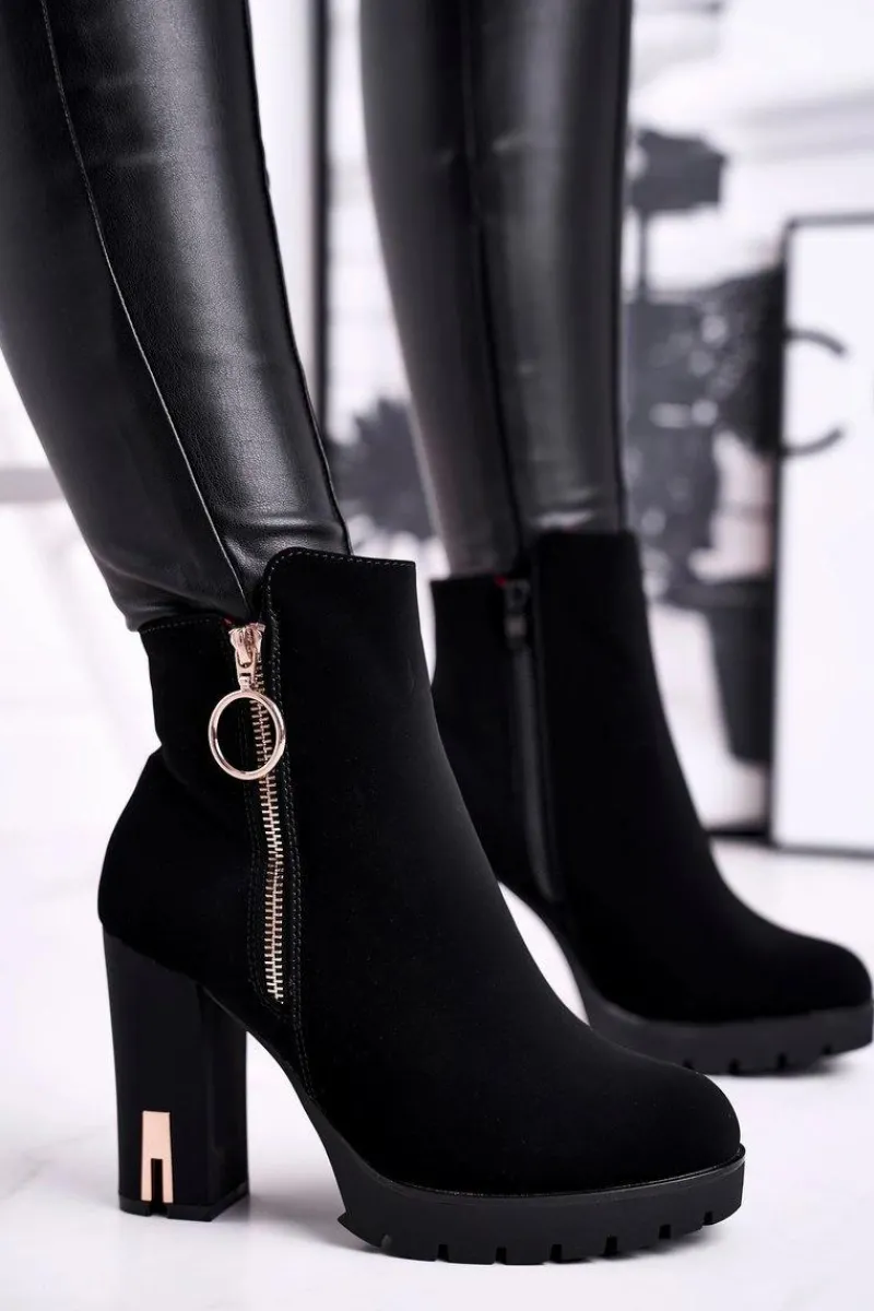 Boto Botki Damskie Na Słupku Czarne Yris