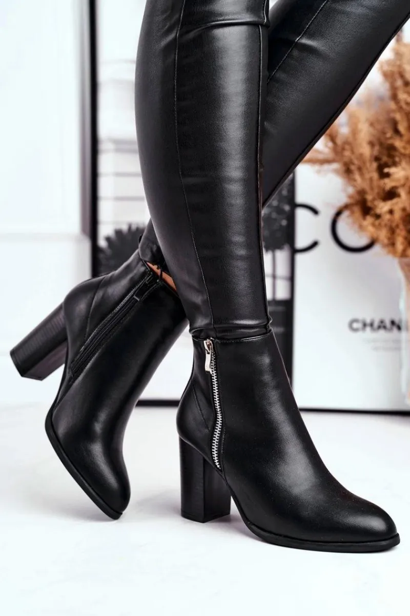 Botki Na Słupku|Czarne Botki>Boto Botki Damskie Na Słupku Czarne Gloris