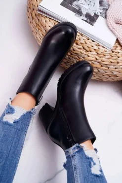 Botki Damskie Na Słupku Czarne Veba Damskie Botki Na Słupku|Botki Na Obcasie