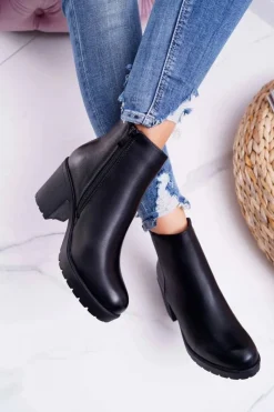 Botki Damskie Na Słupku Czarne Veba Damskie Botki Na Słupku|Botki Na Obcasie