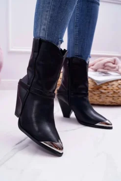 New Botki Damskie Na Słupku Czarne Make Feel Damskie Botki Na Słupku|Botki Na Obcasie