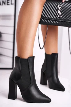 Botki Na Słupku|Czarne Botki>Boto Botki Damskie Na Słupku Czarne Good Vibes