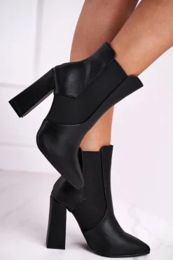 Botki Na Słupku|Czarne Botki>Boto Botki Damskie Na Słupku Czarne Good Vibes