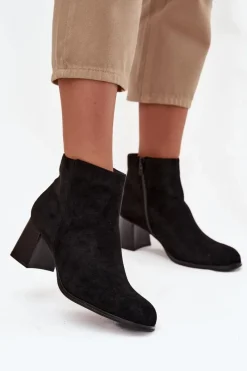 Discount Boto Botki Damskie Na Słupku Eko Zamszowe Czarne Marilou Czarny