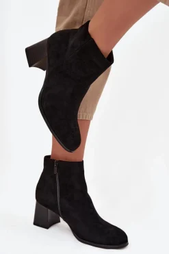 Discount Boto Botki Damskie Na Słupku Eko Zamszowe Czarne Marilou Czarny