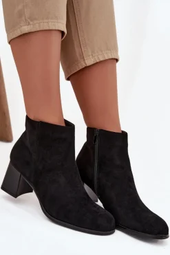 Discount Boto Botki Damskie Na Słupku Eko Zamszowe Czarne Marilou Czarny