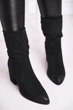 New Buty damskie Vinceza Botki Damskie Na Słupku Eko-Zamsz Czarne Up Side