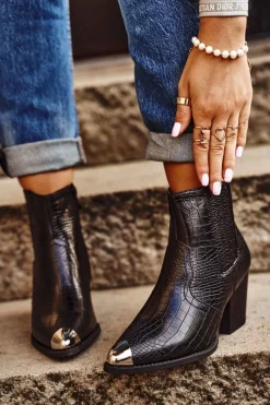 Botki Na Słupku|Czarne Botki>Boto Botki Damskie Na Słupku Kowbojki Czarne Atticus