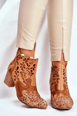 Online Botki Damskie Na Słupku Wiosenne Rude 04369-29 Damskie Botki Wiosenne|Botki Maciejka