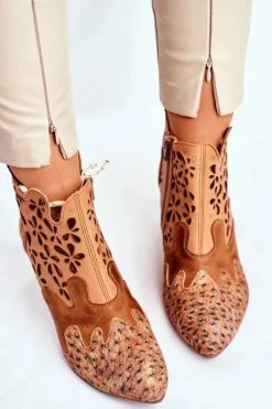 Online Botki Damskie Na Słupku Wiosenne Rude 04369-29 Damskie Botki Wiosenne|Botki Maciejka