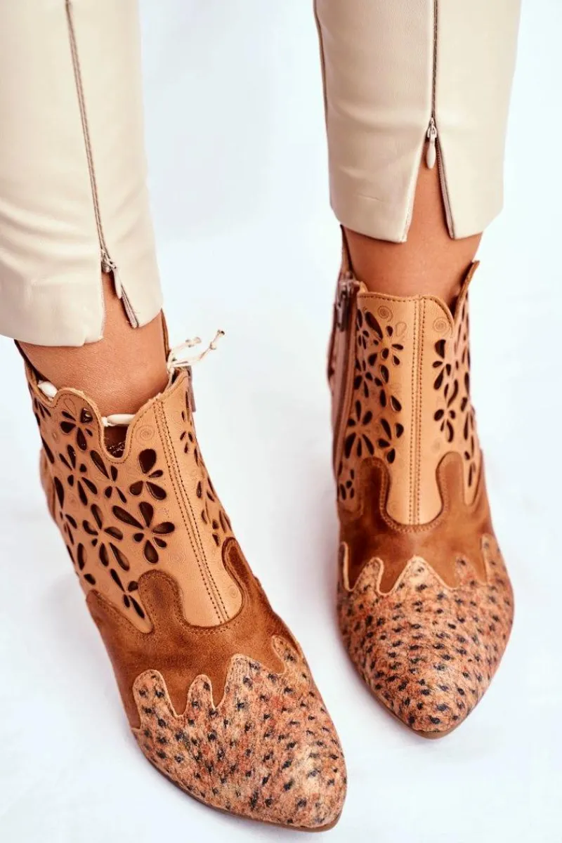 Online Botki Damskie Na Słupku Wiosenne Rude 04369-29 Damskie Botki Wiosenne|Botki Maciejka