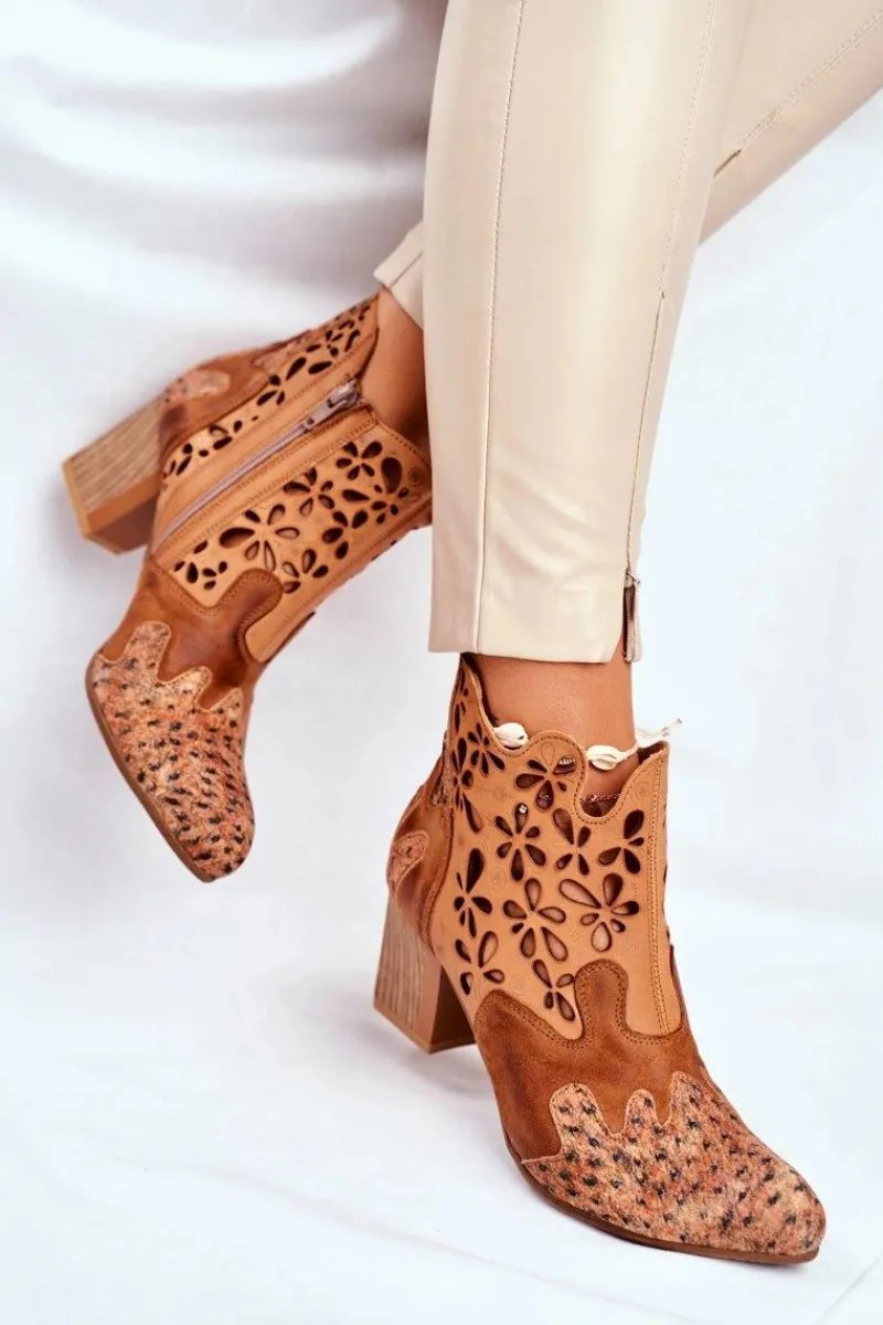 Online Botki Damskie Na Słupku Wiosenne Rude 04369-29 Damskie Botki Wiosenne|Botki Maciejka