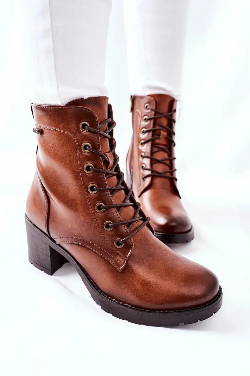 Sale Buty damskie Vinceza Botki Damskie Na Słupku Ocieplane Camel Dunaff