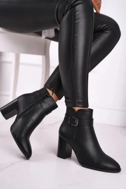 Hot Buty Sergio Leone Botki Damskie Na Słupku Sergio Leone Czarne BT509