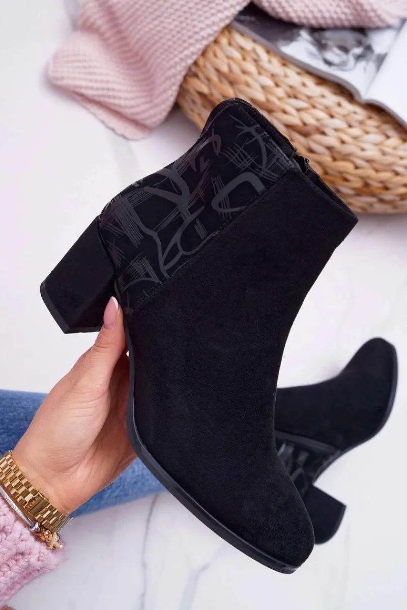 Outlet Botki Damskie Na Słupku Sergio Leone Czarne BT521 Damskie Botki Na Słupku|Botki Zimowe Damskie