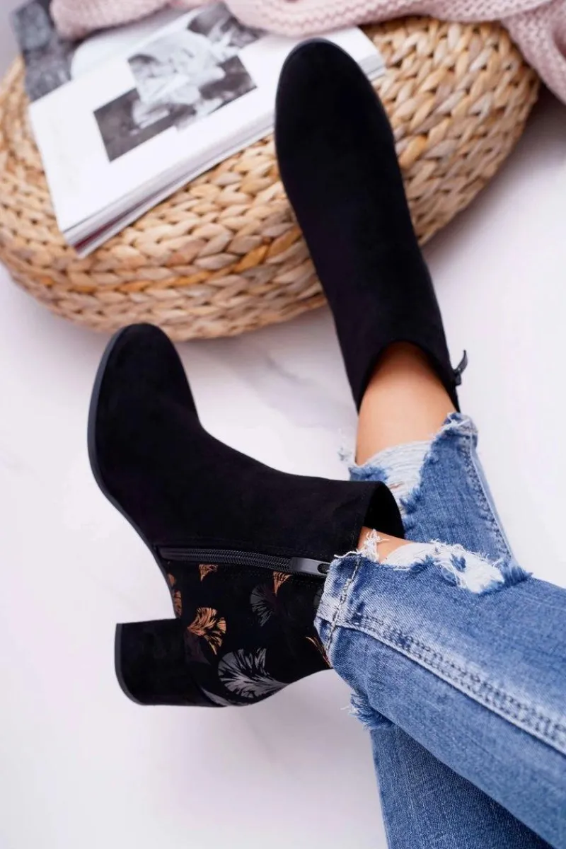 Botki Na Słupku|Botki Zimowe Damskie>Buty Sergio Leone Botki Damskie Na Słupku Sergio Leone Czarne Beż BT521