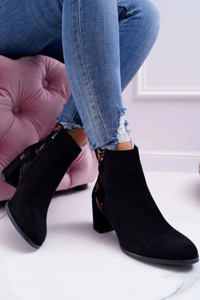 Botki Na Słupku|Botki Zimowe Damskie>Buty Sergio Leone Botki Damskie Na Słupku Sergio Leone Czarne Beż BT521