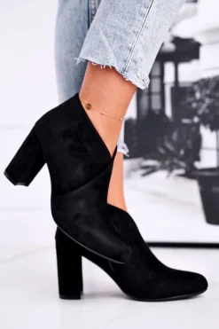 Hot Buty Sergio Leone Botki Damskie Na Słupku Sergio Leone Czarne BT498