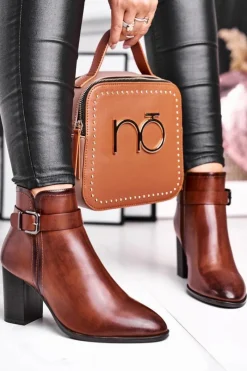 Best Buty Sergio Leone Botki Damskie Na Słupku Sergio Leone Brązowe BT509