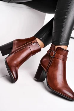 Best Buty Sergio Leone Botki Damskie Na Słupku Sergio Leone Brązowe BT509