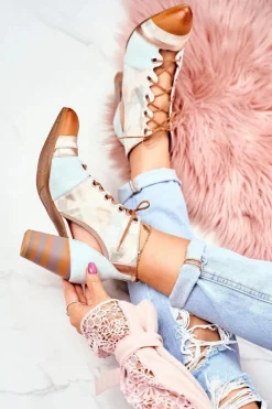 Best Maciejka Botki Damskie Na Słupku Skórzane Wiosenne 03938-04