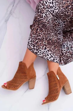 Best Boto Botki Damskie Na Słupku Wiosenne Camel Matty2