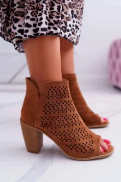 Best Boto Botki Damskie Na Słupku Wiosenne Camel Matty2