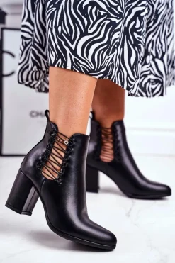 Botki Na Słupku|Czarne Botki>Buty damskie Vinceza Botki Damskie Na Słupku Wsuwane Z Gumkami Czarne Vibo