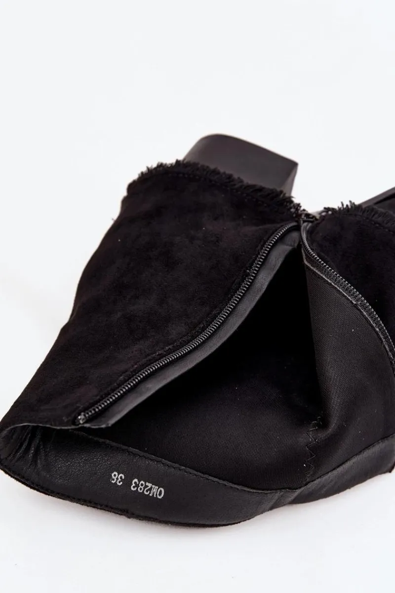 Botki Na Słupku|Botki Na Obcasie>Boto Botki Damskie Na Słupku Z Wywiniętą Cholewką Czarne Idalia Czarny