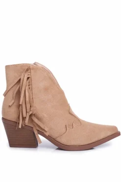 Discount Botki Damskie Na Słupku Z Frędzlami Kowbojki Beżowe Sibi Damskie Botki Wiosenne|Botki Na Słupku