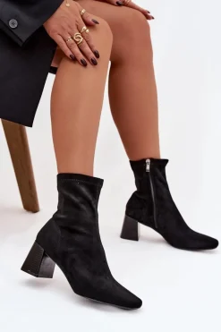 Boto Botki Damskie Na Słupku Z Eko Zamszu Olianne