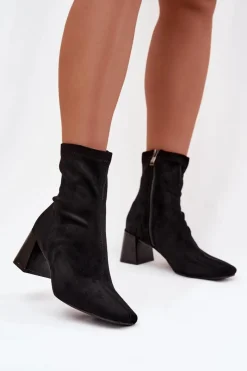 Boto Botki Damskie Na Słupku Z Eko Zamszu Olianne