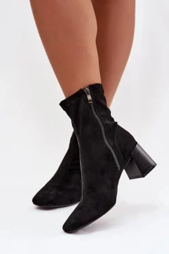 Boto Botki Damskie Na Słupku Z Eko Zamszu Olianne