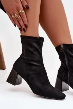 Boto Botki Damskie Na Słupku Z Eko Zamszu Olianne